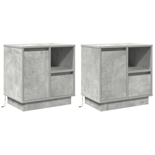 Alternative view of Dulap de noapte 2 pcs Gri beton 50 x 34.5 x 50 cm Lemn compozit