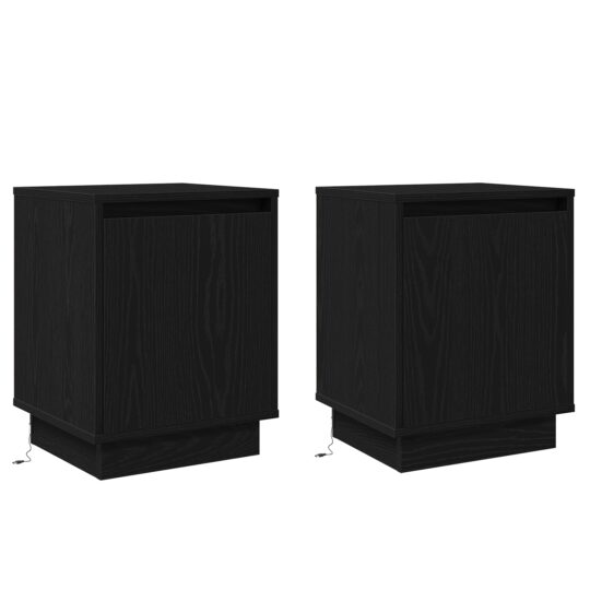 Alternative view of Dulap de noapte cu 2 pcs Negru 39 x 34.5 x 50 cm Lemn compozit