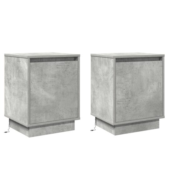 Alternative view of Dulap de noapte 2 pcs Gri beton 39 x 34.5 x 50 cm Lemn compozit