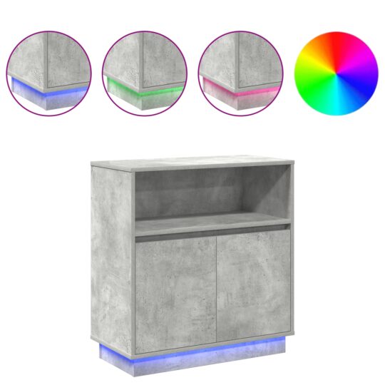 869653 4 Bufet cu LED Gri beton 71 x 34.5 x 75 cm Lemn compozit 869653 4