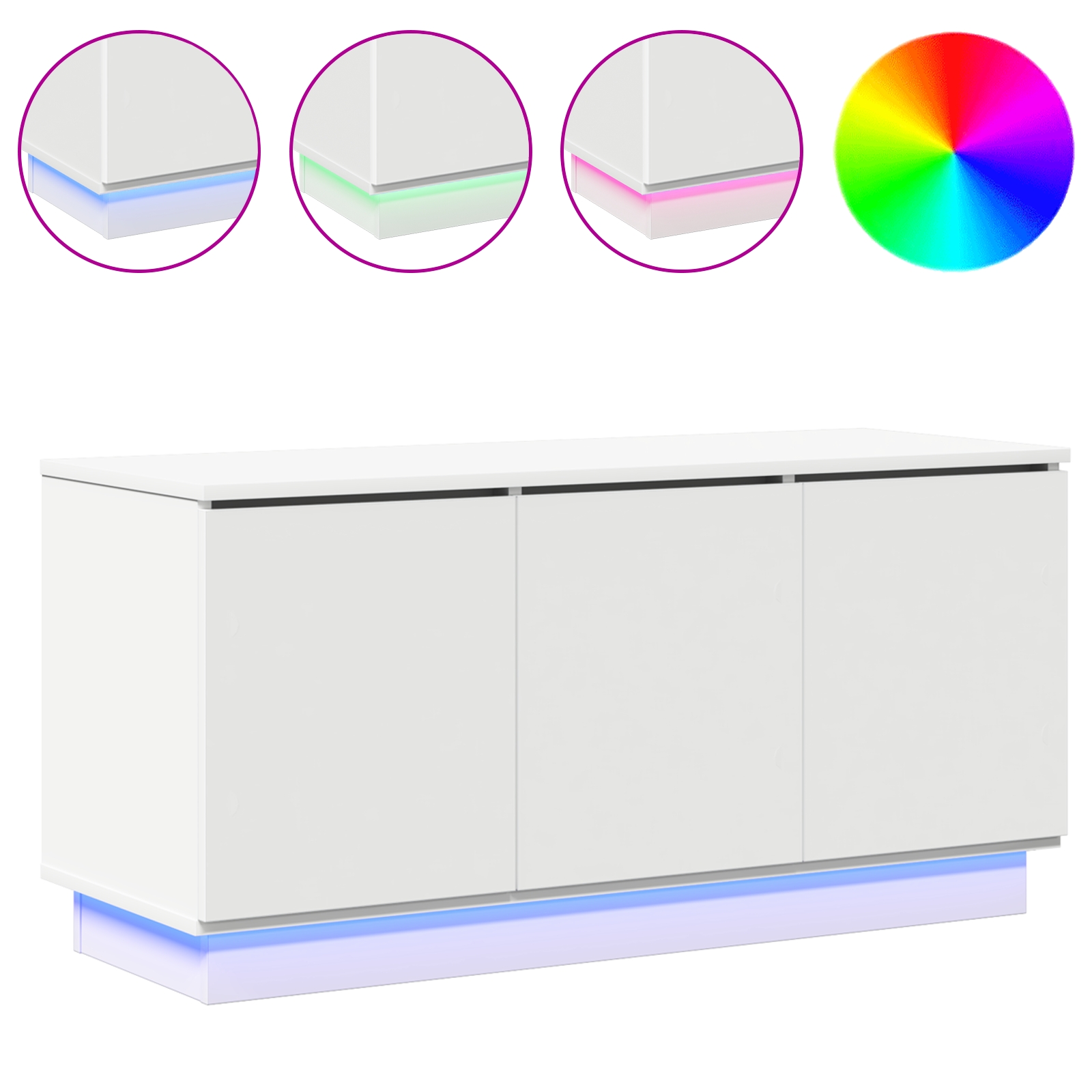 869666 4 Cabinet TV cu LED Alb 100 x 38 x 49 cm Lemn compozit Cabinet TV cu LED Alb 100 x 38 x 49 cm Lemn compozit - imagine 4