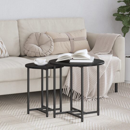 Set măsuțe laterale 2 pcs Stejar negru 50 x 50 x 50 cm