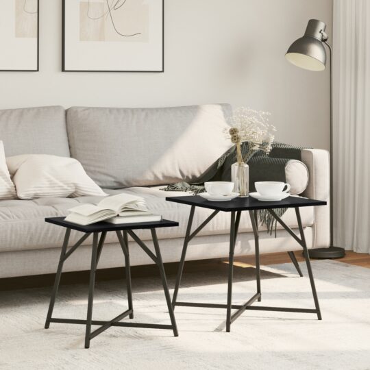 Set măsuțe laterale 2 pcs Stejar negru 50 x 50 x 50 cm