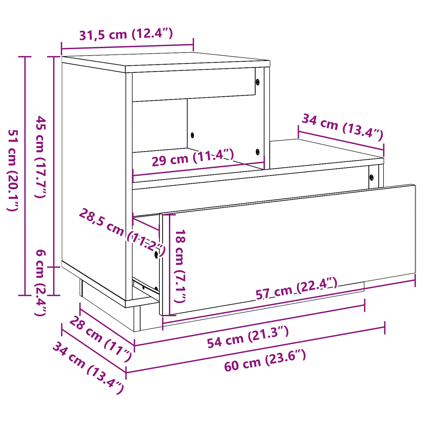 869895 13 Dulap de noapte cu sertar 2 pcs Maro ceruit 60 x 34 x 51 cm Dulap de noapte cu sertar 2 pcs Maro ceruit 60 x 34 x 51 cm - imagine 13