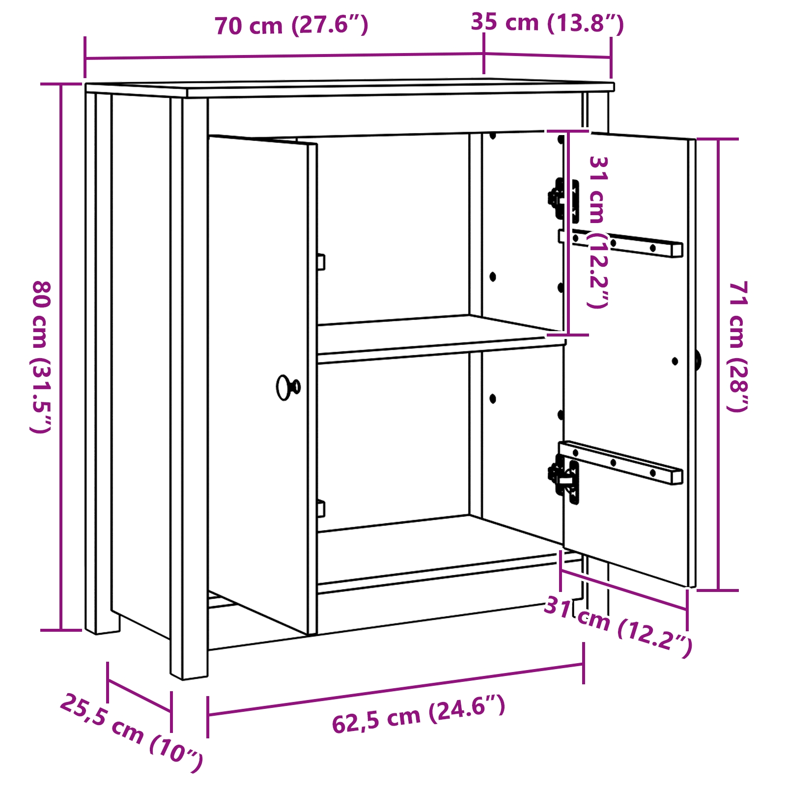 Bufet Maro 70 x 35 x 80 cm - imagine 11