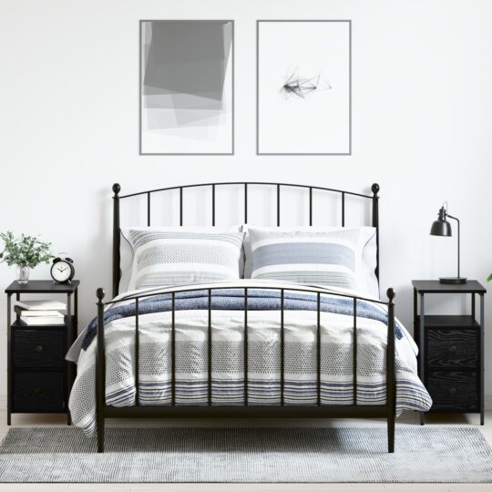 Dulap de noapte cu sertar 2 pcs Stejar negru 30 x 60 x 60 cm