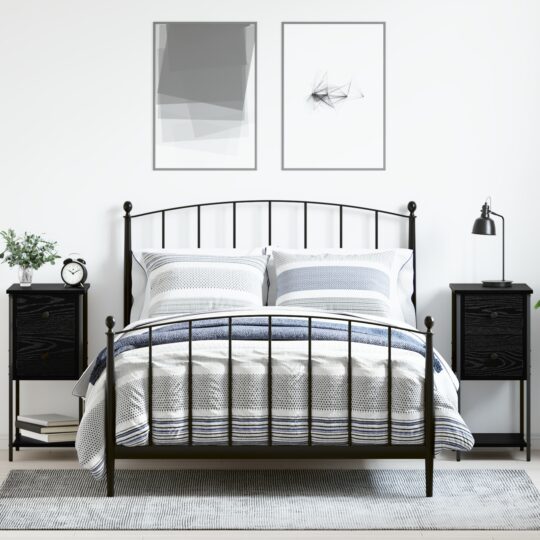 Dulap de noapte cu sertar 2 pcs Stejar negru 32 x 42 x 70 cm