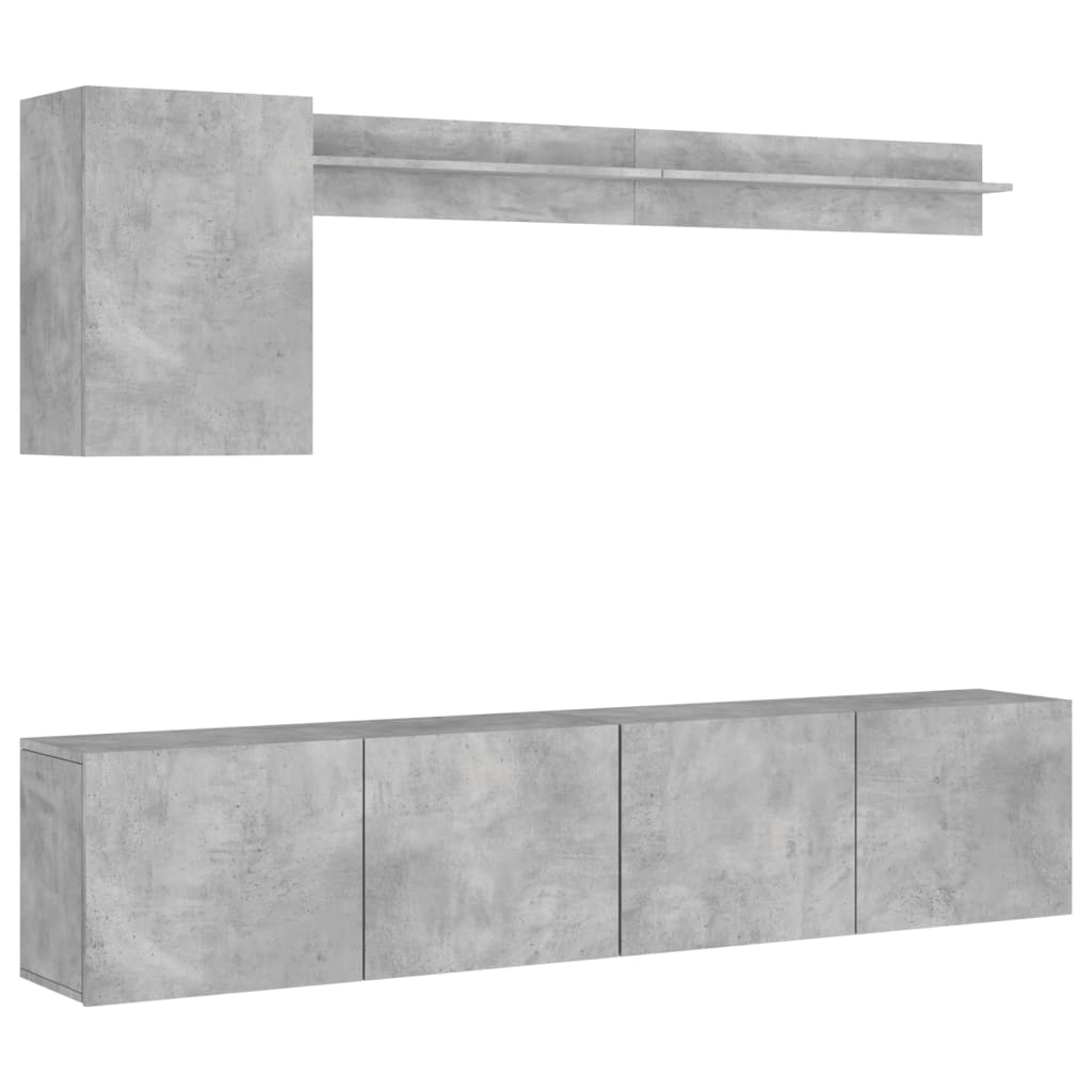8721012469143 a en hd 1 Unități TV de perete, 5 piese, gri beton, lemn prelucrat Unități TV de perete, 5 piese, gri beton, lemn prelucrat - imagine 2