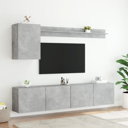8721012469143 g en hd 1 Unități TV de perete, 5 piese, gri beton, lemn prelucrat 8721012469143 g en hd 1