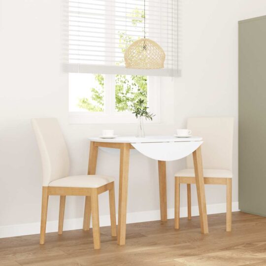 Scaune de sufragerie cu perne 2 buc din cauciuc din lemn masiv