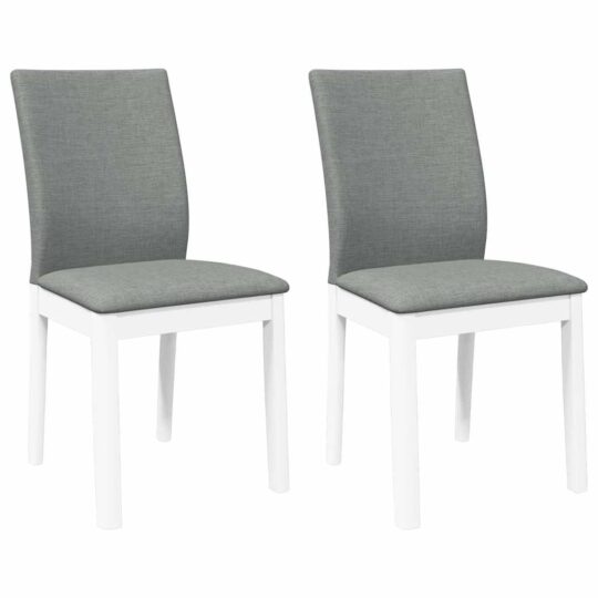 Alternative view of Scaune de sufragerie cu perne 2 buc cauciuc din lemn masiv alb