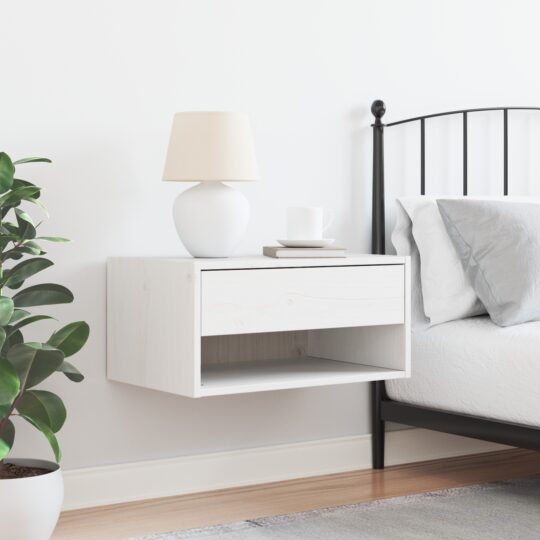 873477 4 Noptieră cu sertar Alb 50 x 32.5 x 24 cm Lemn masiv de pin 873477 4