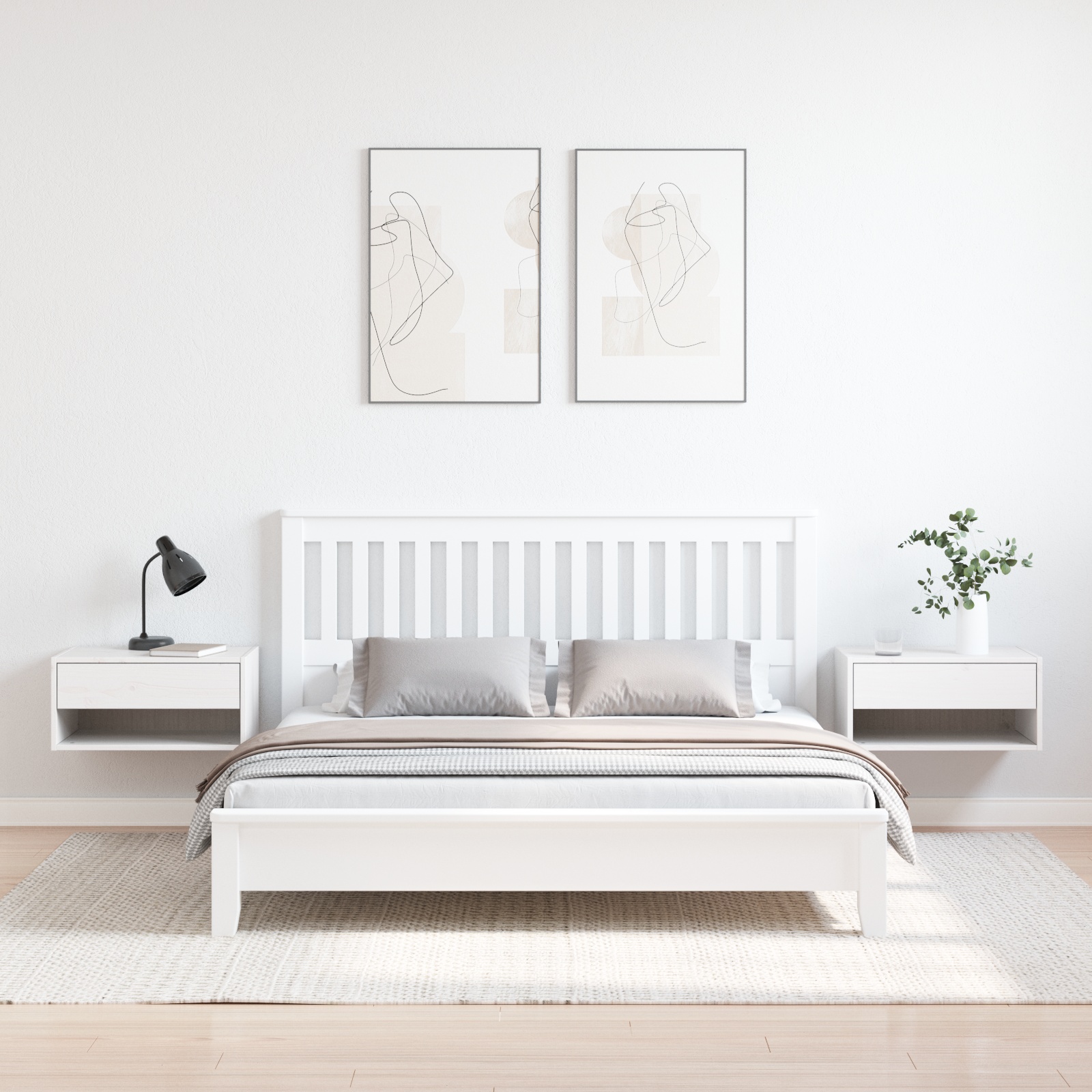 873478 4 Noptieră 2 pcs Alb 50 x 32.5 x 24 cm Lemn masiv de pin Noptieră 2 pcs Alb 50 x 32.5 x 24 cm Lemn masiv de pin - imagine 4