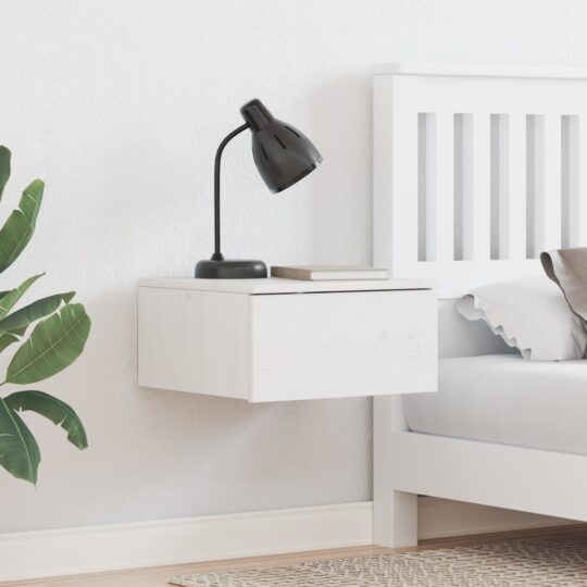 Noptieră cu sertar Alb 37 x 35 x 18.5 cm Lemn masiv de pin