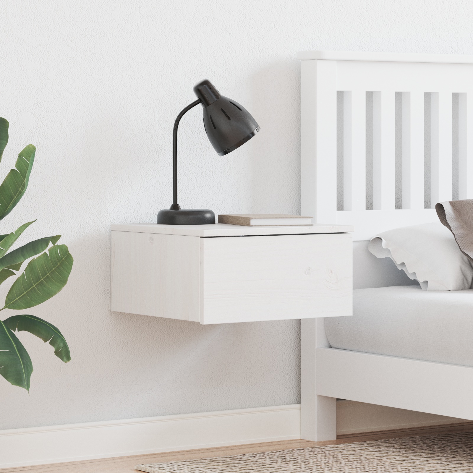 873483 1 Noptieră cu sertar Alb 37 x 35 x 18.5 cm Lemn masiv de pin Noptieră cu sertar Alb 37 x 35 x 18.5 cm Lemn masiv de pin