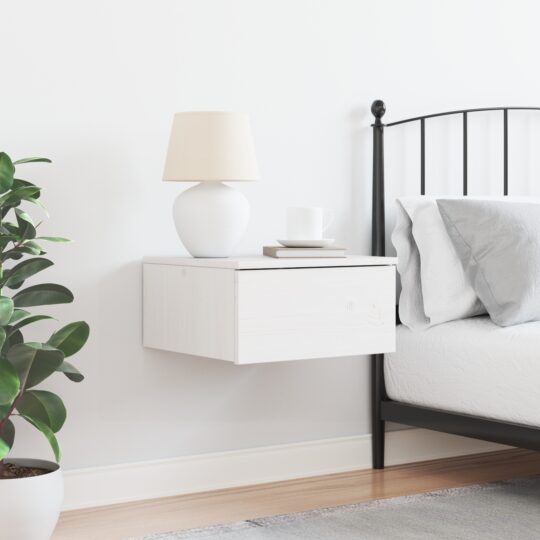 873483 4 Noptieră cu sertar Alb 37 x 35 x 18.5 cm Lemn masiv de pin 873483 4