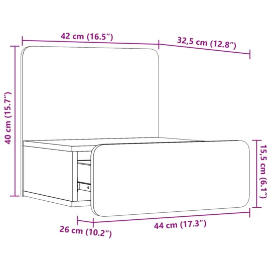 873487 11 Noptieră cu sertar Maro 44 x 32.5 x 40 cm Lemn masiv de pin 873487 11