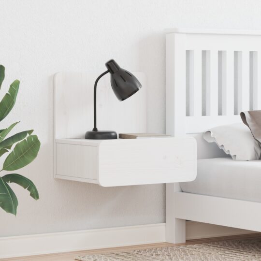 Noptieră cu sertar Alb 44 x 32.5 x 40 cm Lemn masiv de pin