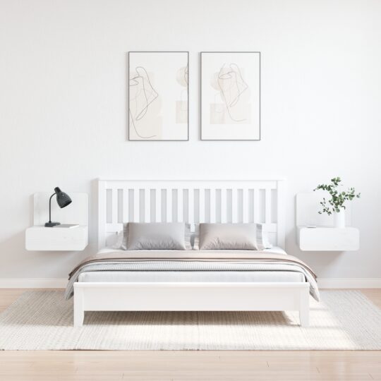 873490 4 Noptieră 2 pcs Alb 44 x 32.5 x 40 cm Lemn masiv de pin 873490 4