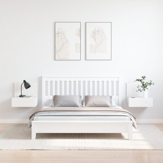 873496 4 Noptieră 2 pcs Alb 42 x 32.5 x 40 cm Lemn masiv de pin 873496 4