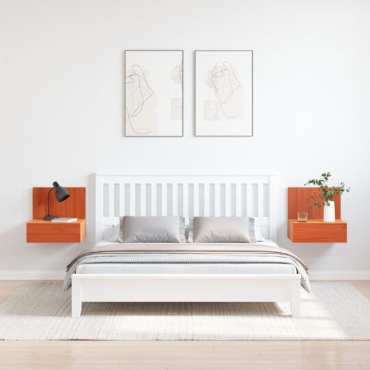 873498 4 Noptieră 2 pcs Maro ceruit 42 x 32.5 x 40 cm Lemn masiv de pin 873498 4