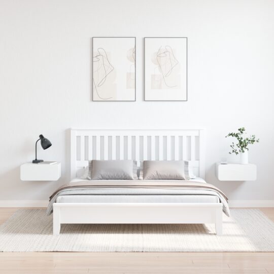 873502 4 Noptieră 2 pcs Alb 39 x 34 x 16.5 cm Lemn masiv de pin 873502 4