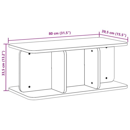 873521 11 Masă de cafea Alb 80 x 39.5 x 33.5 cm Lemn masiv de pin 873521 11