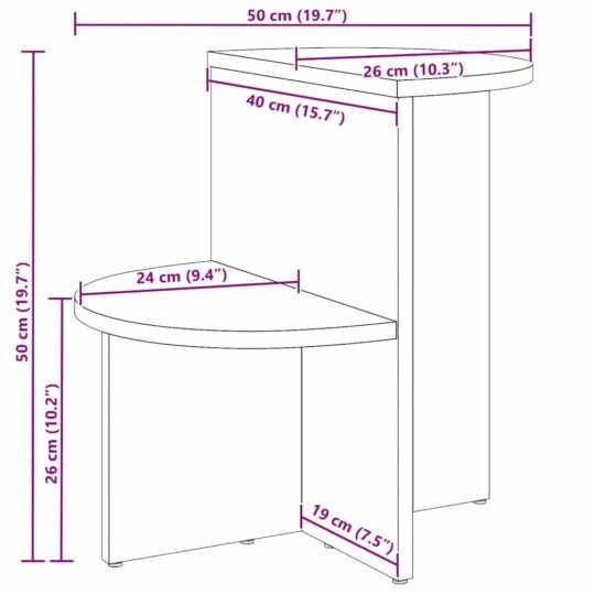 873526 10 Masă laterală natural 50 x 40 x 50 cm Lemn masiv de pin 873526 10