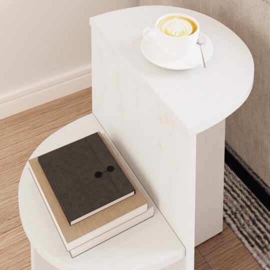 873527 4 Masă laterală Alb 50 x 40 x 50 cm Lemn masiv de pin 873527 4