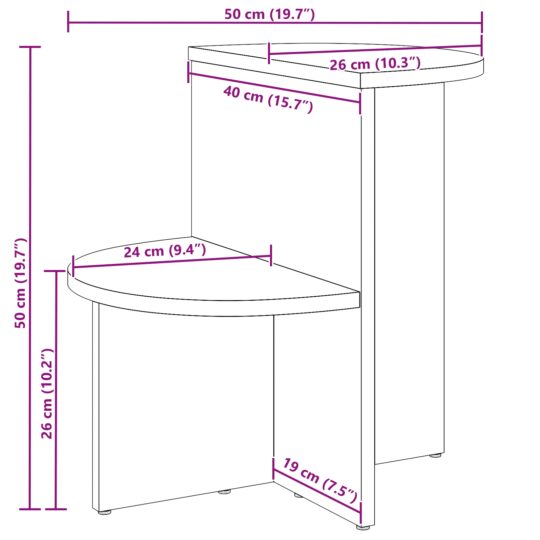 873528 10 Masă laterală Maro ceruit 50 x 40 x 50 cm Lemn masiv de pin 873528 10
