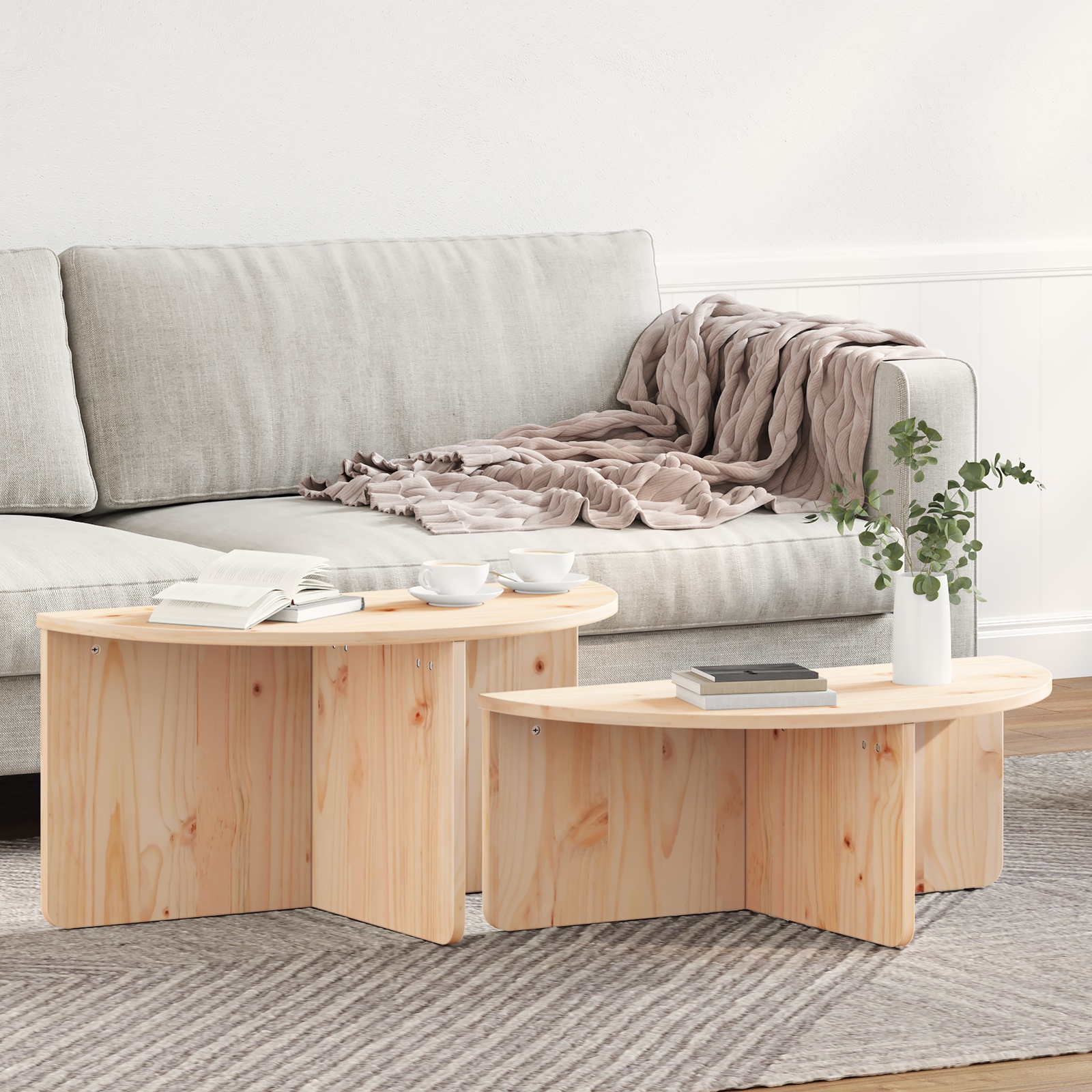 873535 4 Masă de cafea 2 pcs natural 79 x 39.5 x 40 cm Lemn masiv de pin Masă de cafea 2 pcs natural 79 x 39.5 x 40 cm Lemn masiv de pin - imagine 4