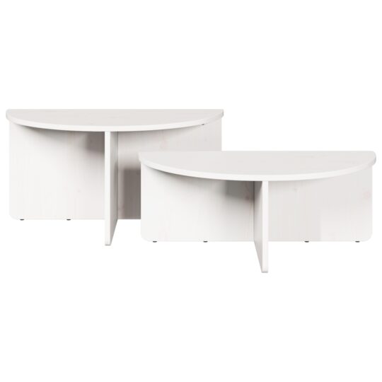 873536 8 Masă de cafea 2 pcs Alb 79 x 39.5 x 40 cm Lemn masiv de pin 873536 8