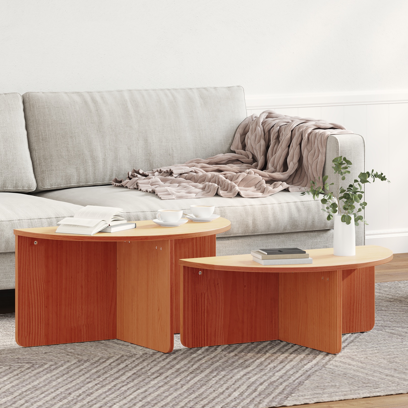 873537 4 Masă de cafea 2 pcs Maro ceruit 79 x 39.5 x 40 cm Masă de cafea 2 pcs Maro ceruit 79 x 39.5 x 40 cm - imagine 4