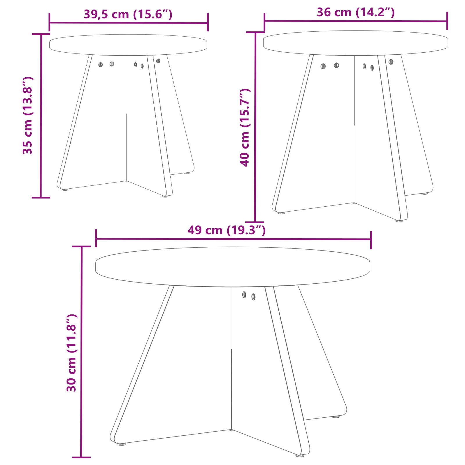 873539 10 Masă de cafea 3 pcs Alb 49 x 49 x 30 cm Lemn masiv de pin Masă de cafea 3 pcs Alb 49 x 49 x 30 cm Lemn masiv de pin - imagine 10