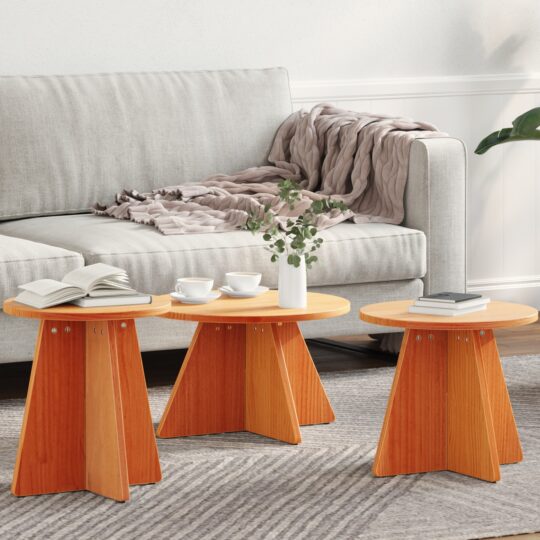 Masă de cafea 3 pcs Maro ceruit 49 x 49 x 30 cm