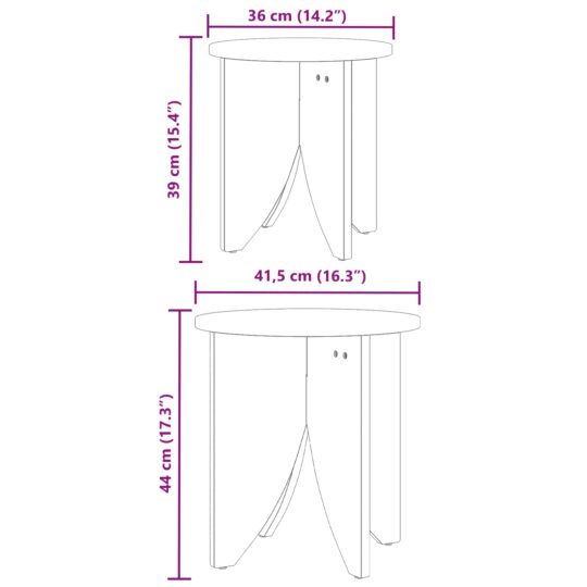 873545 9 Masă de cafea 2 pcs Alb 41.5 x 41.5 x 44 cm Lemn masiv de pin 873545 9