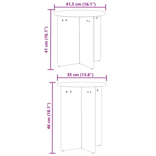 873549 9 Masă de cafea 2 pcs Maro ceruit 41.5 x 41.5 x 41 cm 873549 9