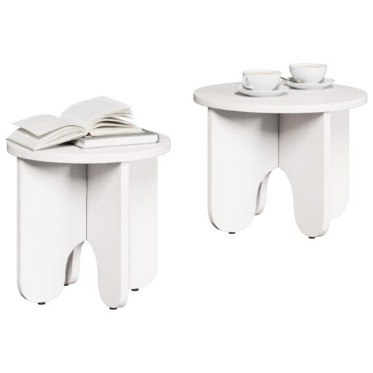 873554 3 Masă de cafea 2 pcs Alb 39.5 x 39.5 x 30 cm Lemn masiv de pin 873554 3