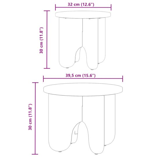 873554 9 Masă de cafea 2 pcs Alb 39.5 x 39.5 x 30 cm Lemn masiv de pin 873554 9