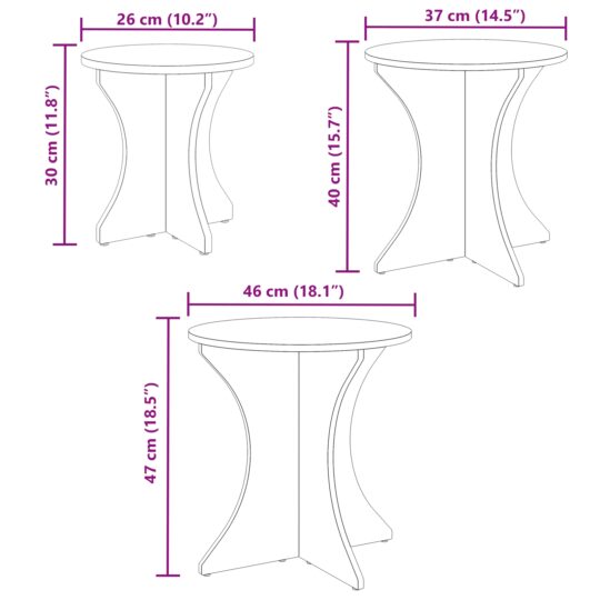 873569 10 Masă de cafea 3 pcs Alb 46 x 46 x 47 cm Lemn masiv de pin 873569 10