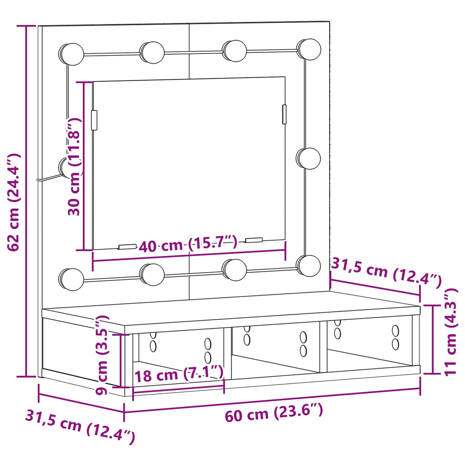 873882 12 Dulap cu oglindă Stejar negru 62 x 31.5 x 62 cm Lemn compozit Dulap cu oglindă Stejar negru 62 x 31.5 x 62 cm Lemn compozit - imagine 12