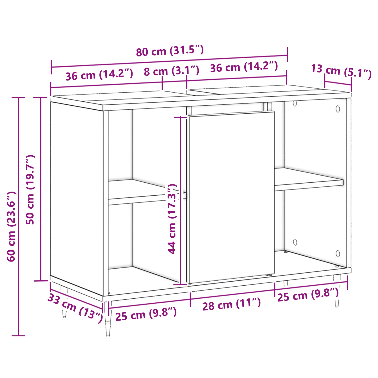 873894 13 Dulap de Baie cu ușă Stejar negru 80 x 33 x 60 cm Lemn compozit Dulap de Baie cu ușă Stejar negru 80 x 33 x 60 cm Lemn compozit - imagine 13