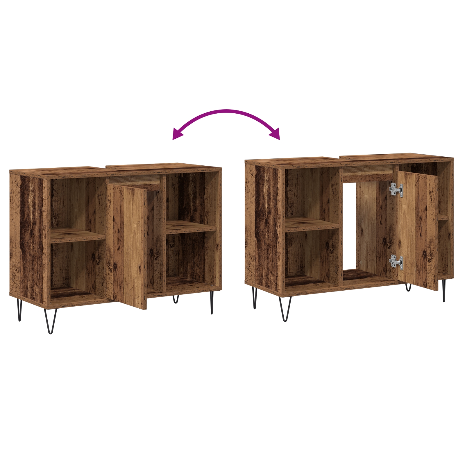 873895 10 Dulap de Baie cu raft Lemn vechi 80 x 33 x 60 cm Lemn compozit Dulap de Baie cu raft Lemn vechi 80 x 33 x 60 cm Lemn compozit - imagine 10