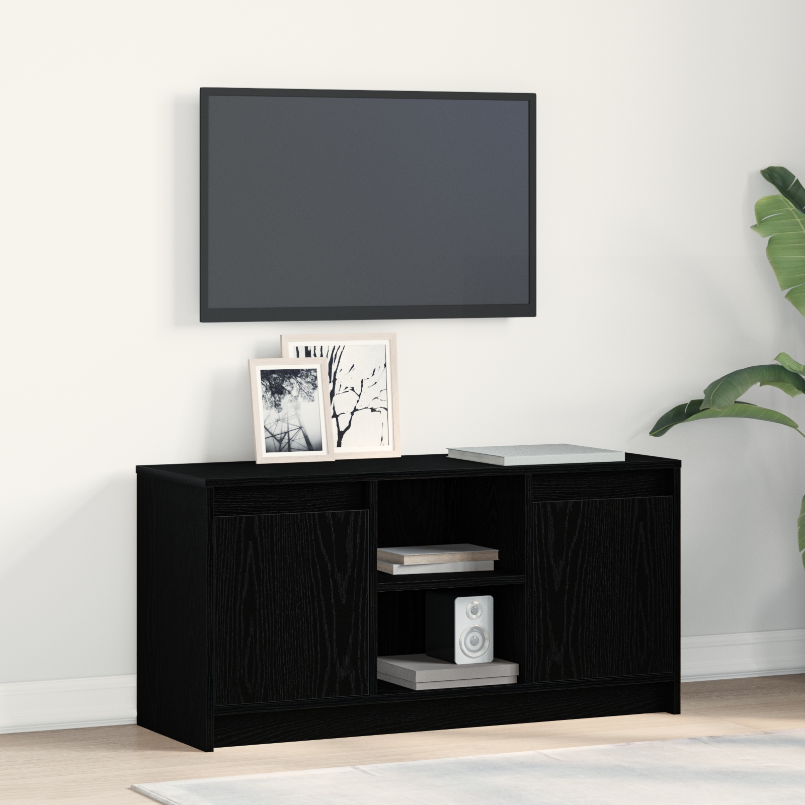 873917 1 Cabinet TV Negru 100 x 34 x 50 cm Lemn compozit Cabinet TV Negru 100 x 34 x 50 cm Lemn compozit