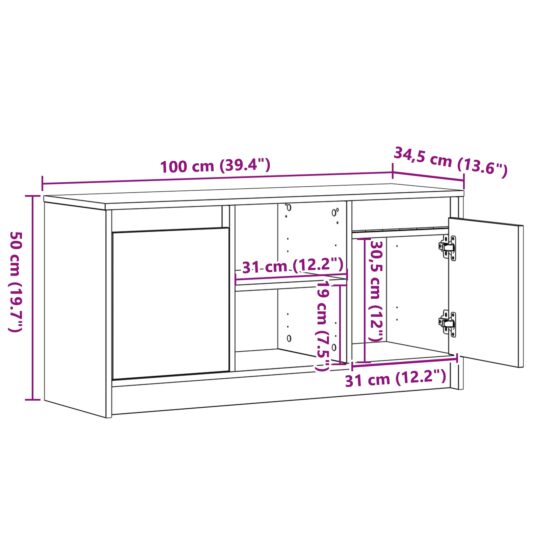 873917 11 Cabinet TV Negru 100 x 34 x 50 cm Lemn compozit 873917 11