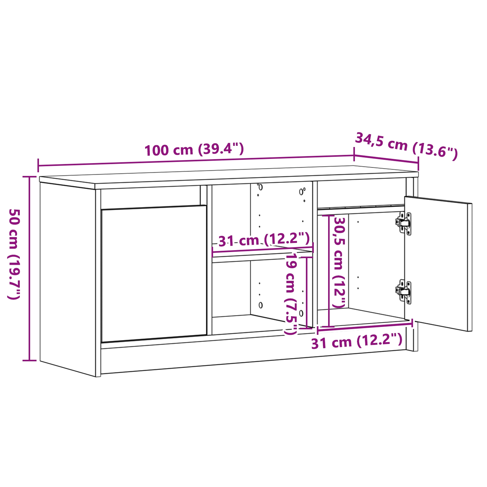 873917 11 Cabinet TV Negru 100 x 34 x 50 cm Lemn compozit Cabinet TV Negru 100 x 34 x 50 cm Lemn compozit - imagine 11