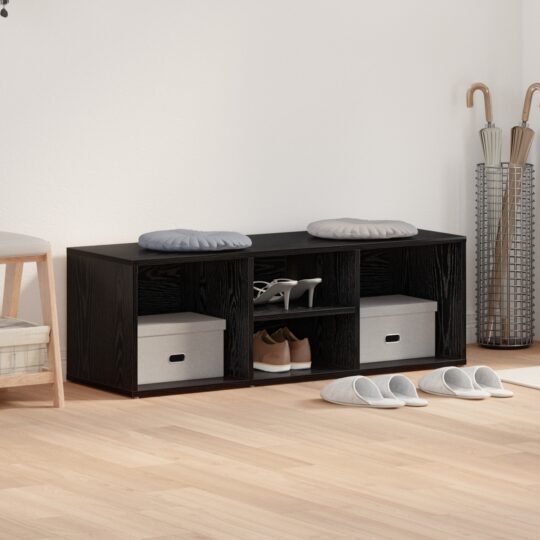 Bancă de depozitare tapițată Stejar negru 102 x 35 x 35 cm