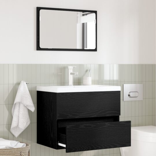 Set de Mobilă pentru Baie 2 pcs Stejar Negru 57 x 37 x 45 cm