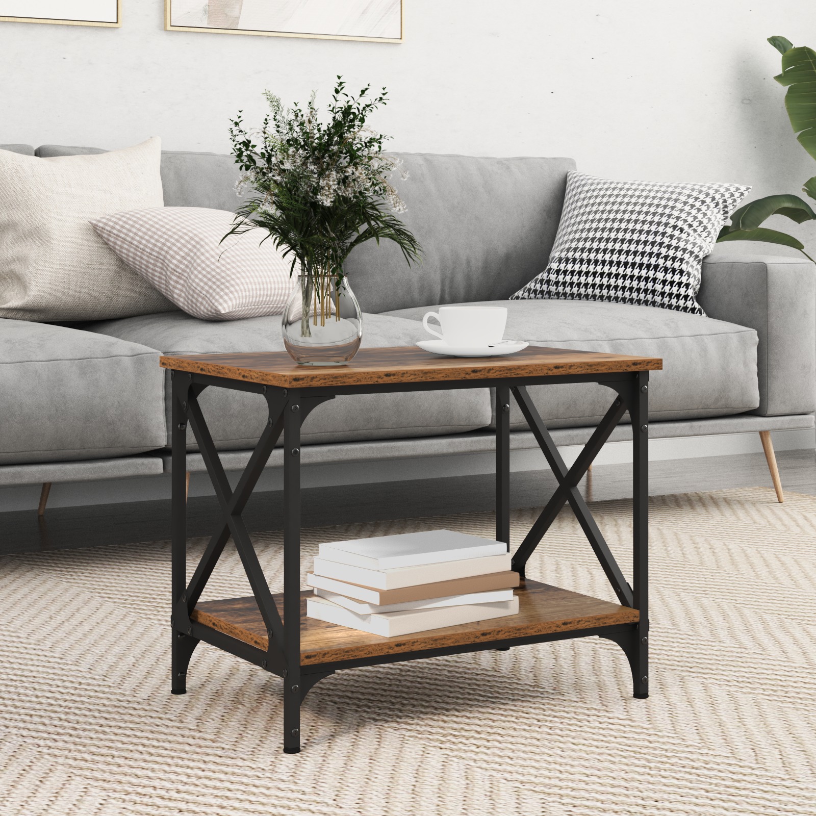 875738 1 Masă laterală Lemn vechi Masă laterală Lemn vechi