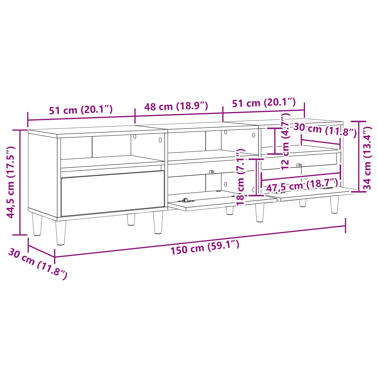 879481 11 Cabinet TV stejar artizanal 150 x 30 x 45 cm Lemn compozit Cabinet TV stejar artizanal 150 x 30 x 45 cm Lemn compozit - imagine 11